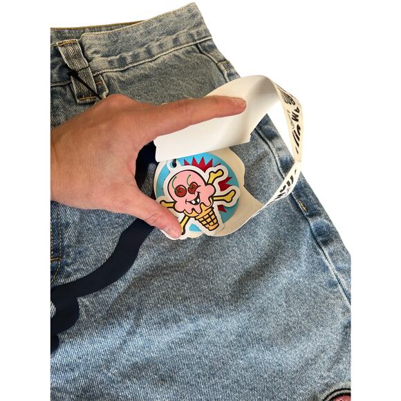 Ice cream Running Puppy Patch Triple Scoop baggy Jeans Heavy Wash Blue size 30 - Picture 13 of 16